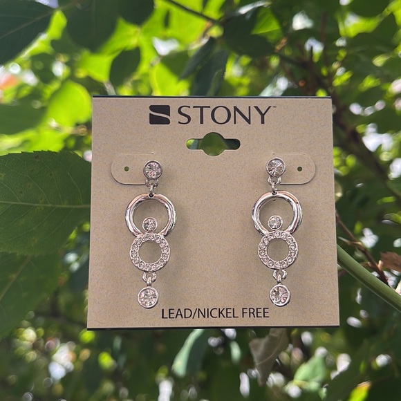 Silver Rhinestone Earrings - Picture 8 of 11